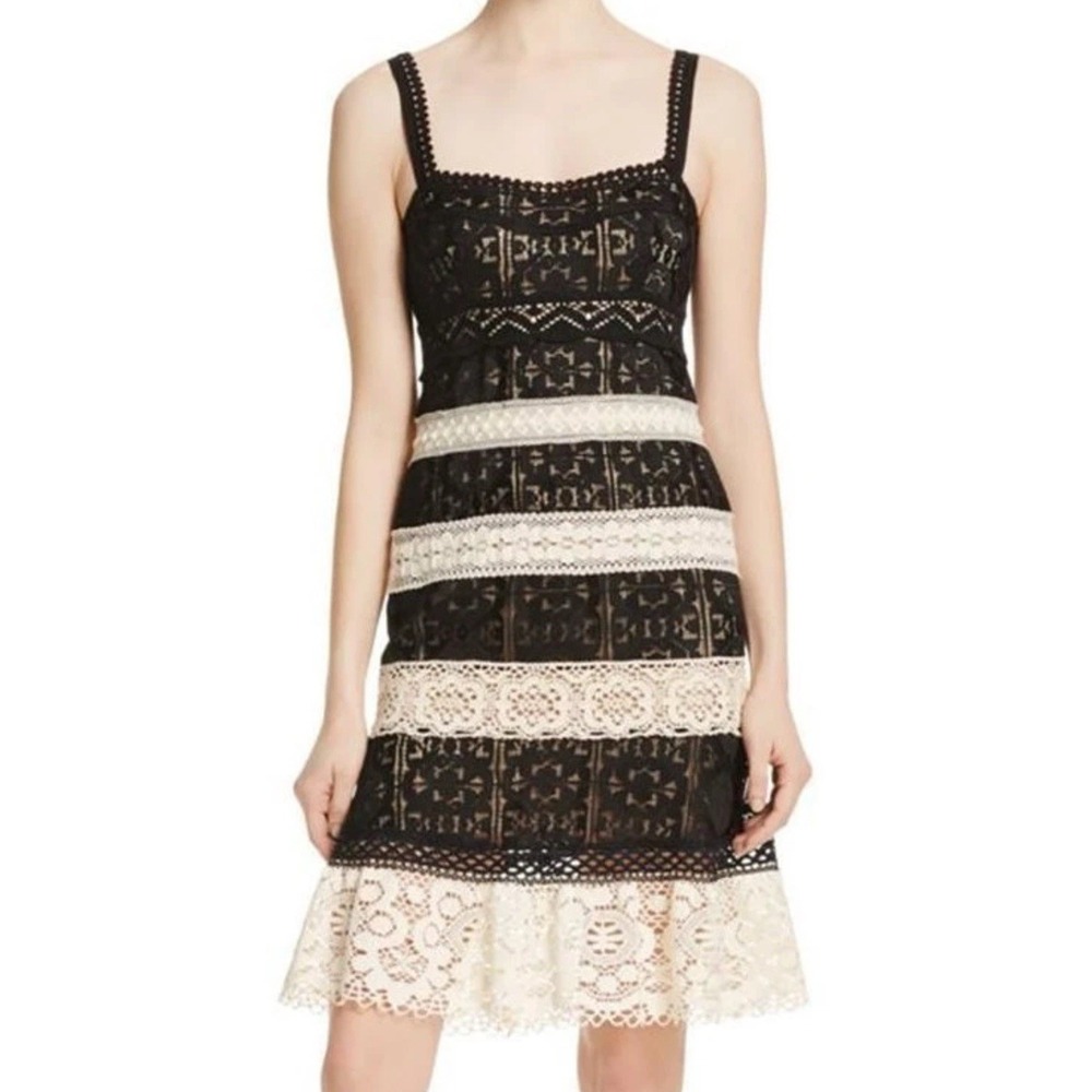 Nanette Lepore Lace Panel Feel the‎ Music cream/black Size 2 Whimsy Romantic
